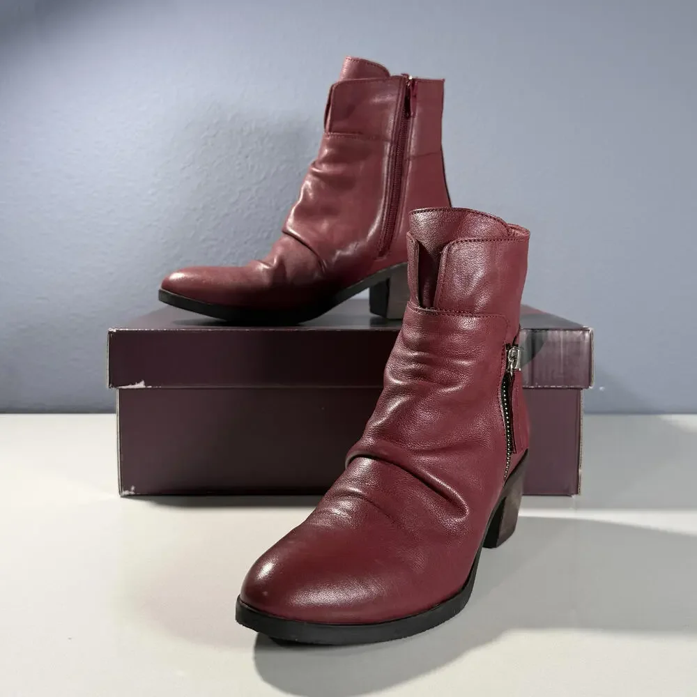 Bueno Colbie Women's Burgundy Leather Ankle‎ Boots